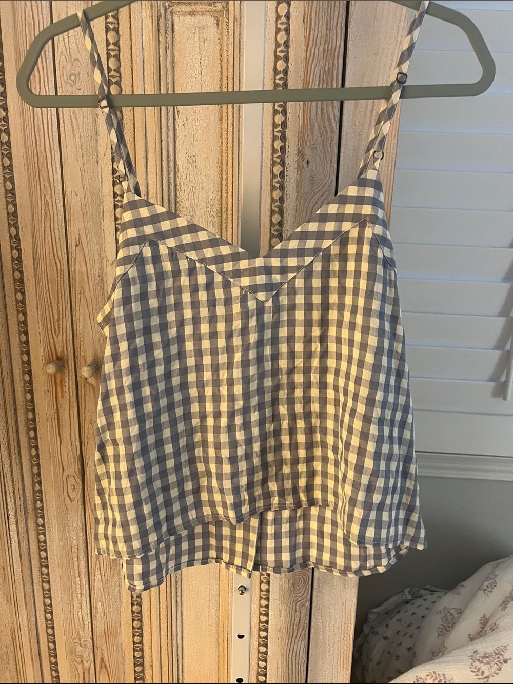 Blue and White Gingham Button-Front Cami - Picture 5 of 5
